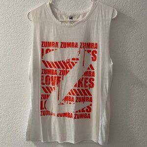 Zumba Fitness White Tee with Red Graphic